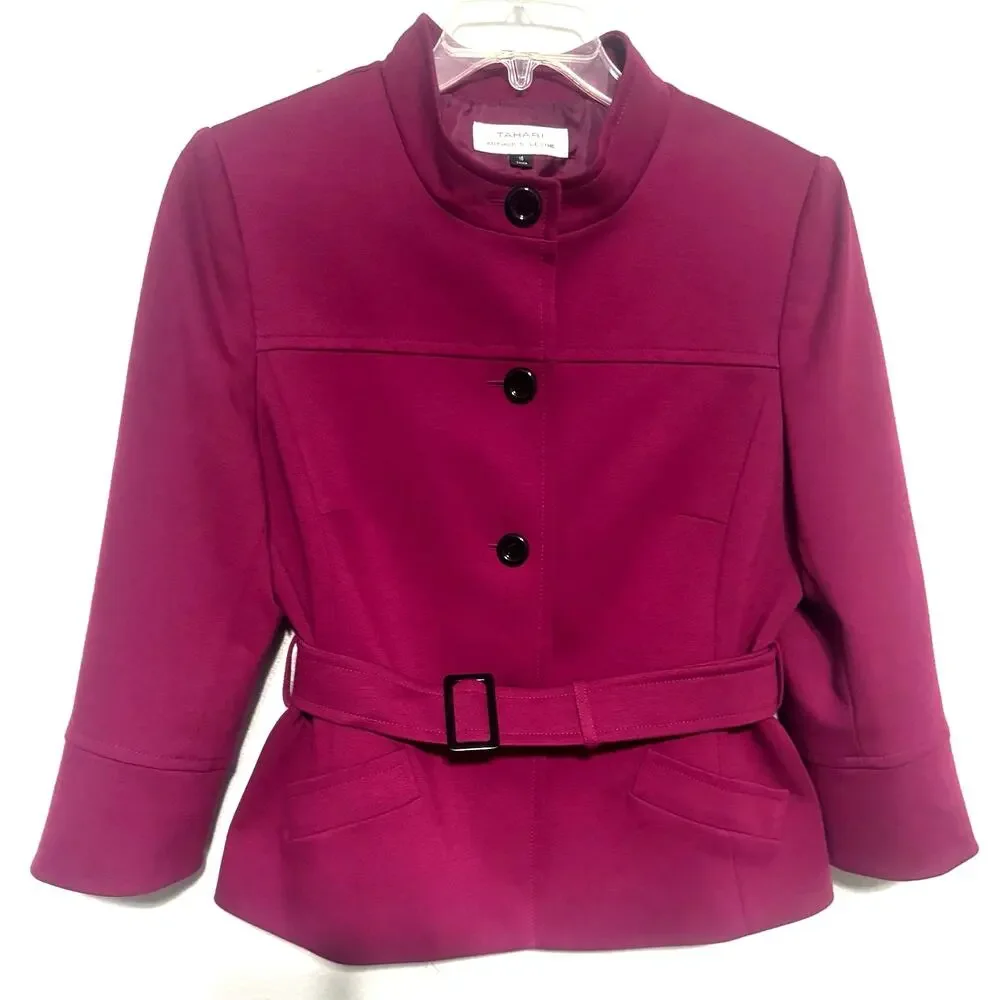 Tahari Arthur S. Levine Blazer Jacket Sz‎ 16 Magenta Pink Tailored High End Chic - Picture 3 of 8